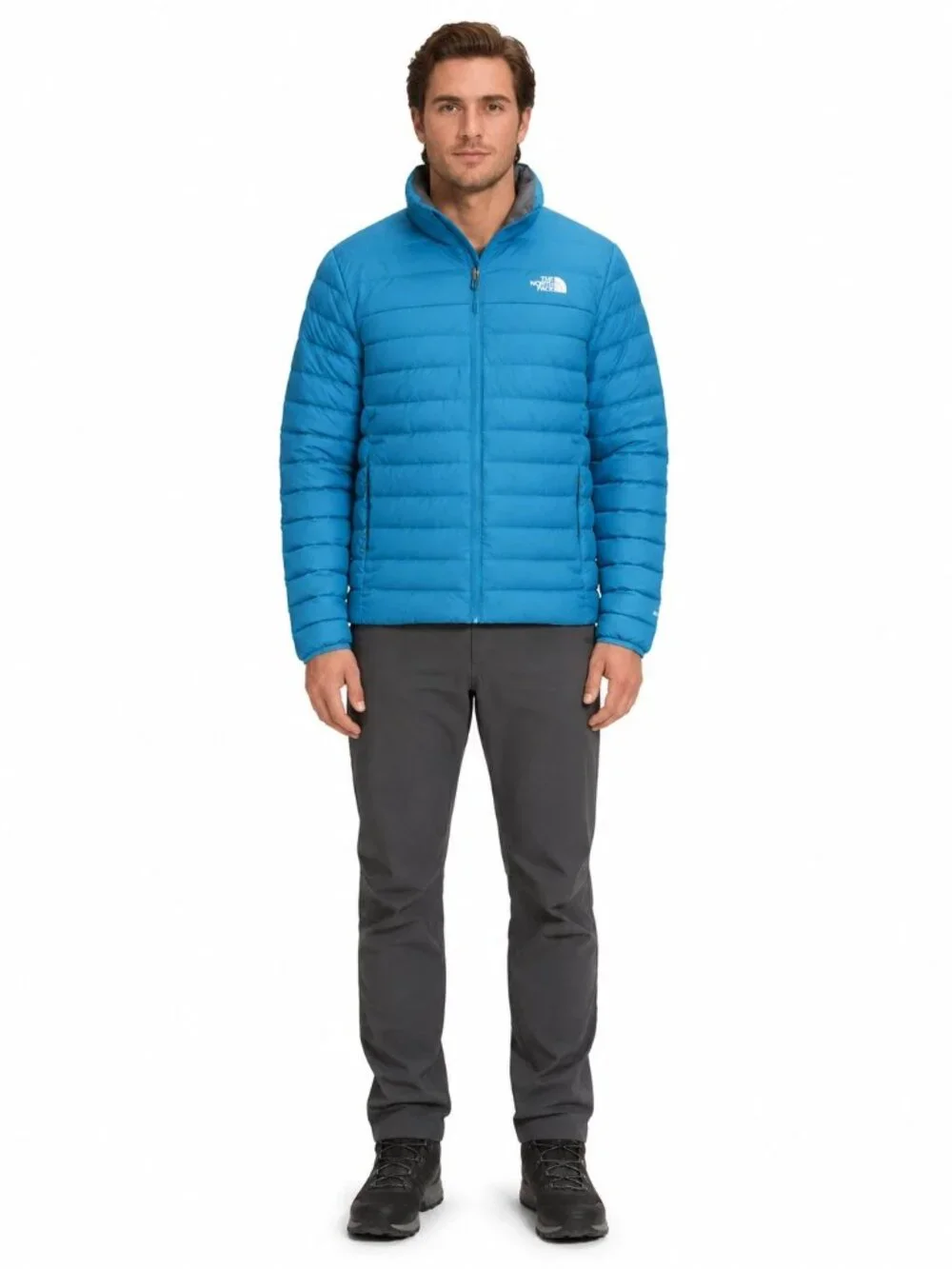 The North Face Men' Minoqua Down Jacket 600 fill DWR $220 in Digital Steel Blue